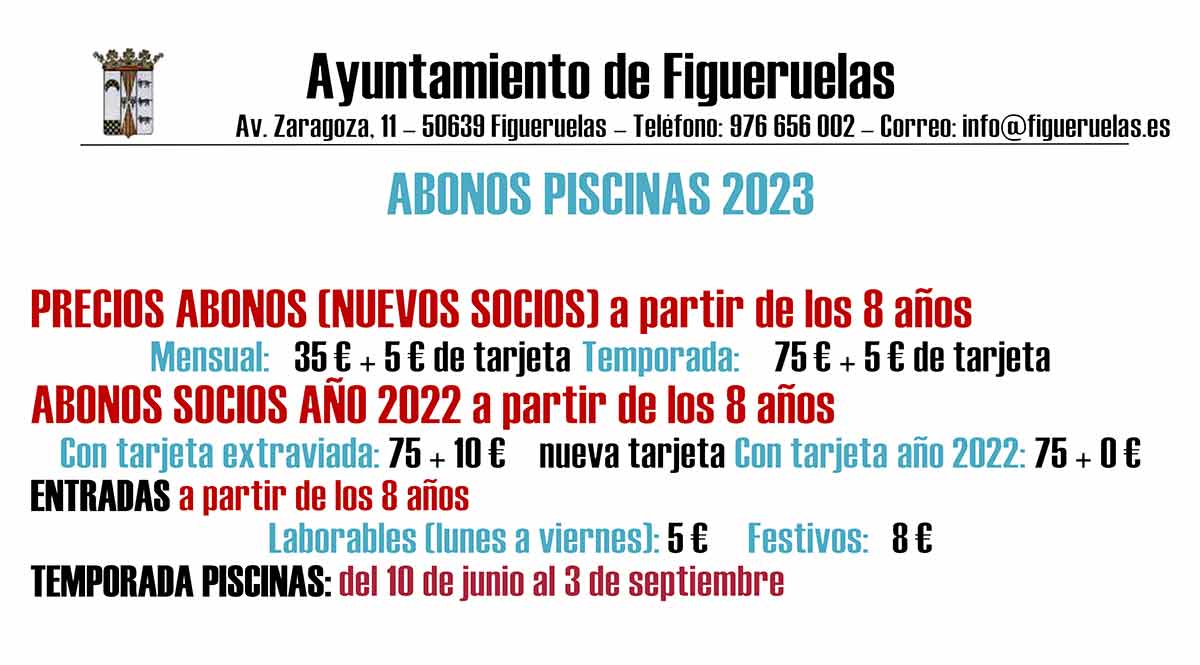 Abonos y entradas piscinas 2023
