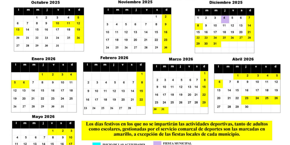 Calendario Actividades Deportivas