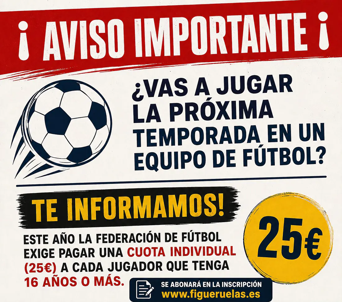 Aviso pago de fútbol